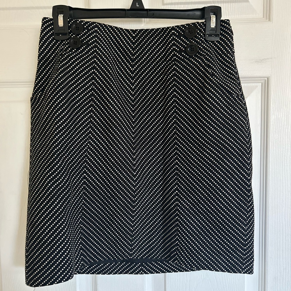Ann Taylor Tweed Black and White Polka Dot Skirt